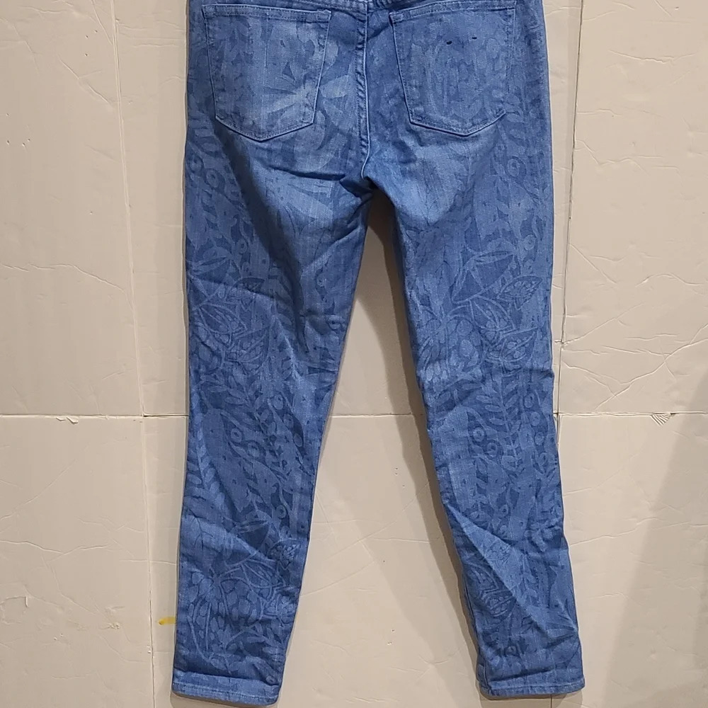 J.Crew Toothpick women's blue jeans size.26 leaf prints ankle (27 in inseam) - Picture 6 of 10